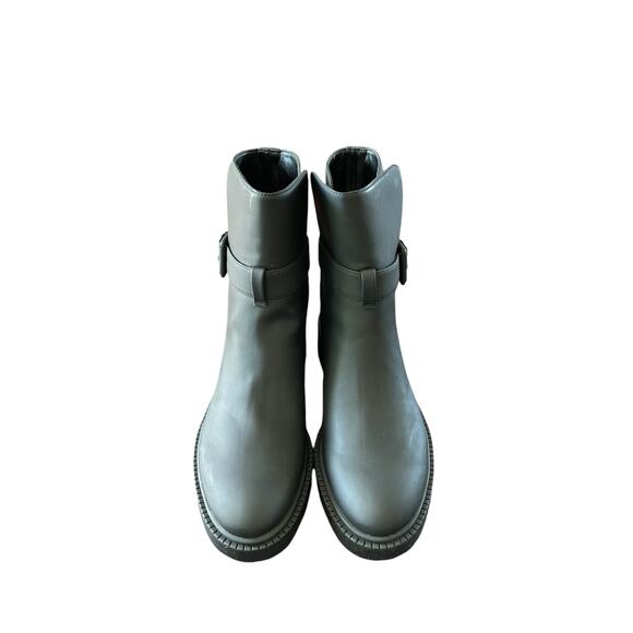 Vince Kaelyn Leather Ankle Boots Waterproof Pull On Buckle Strap Black Size 8M - Picture 7 of 16